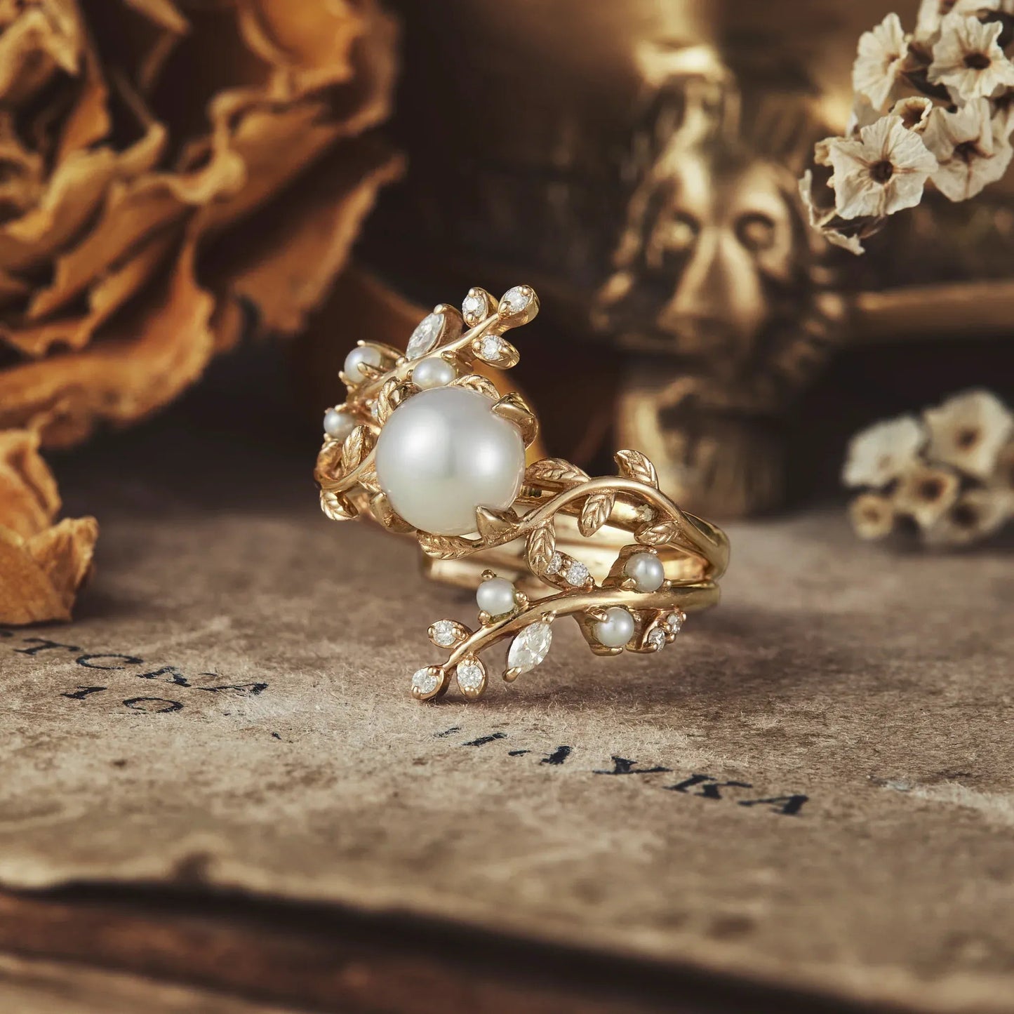 Nature Inspired Pearl Ring Set - Blanche - GemsMagic