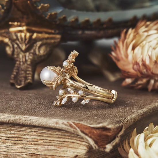 Nature Inspired Pearl Ring Set - Blanche - GemsMagic