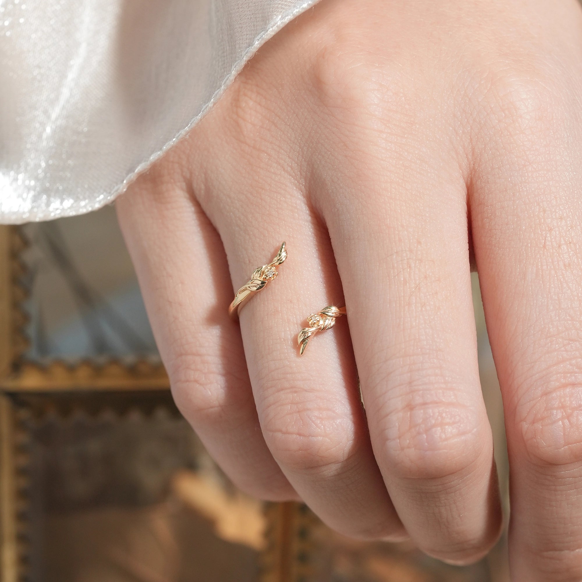 Nature Inspired Vine Floral Moissanite Enhancer Wedding Band - Chloe - GemsMagic