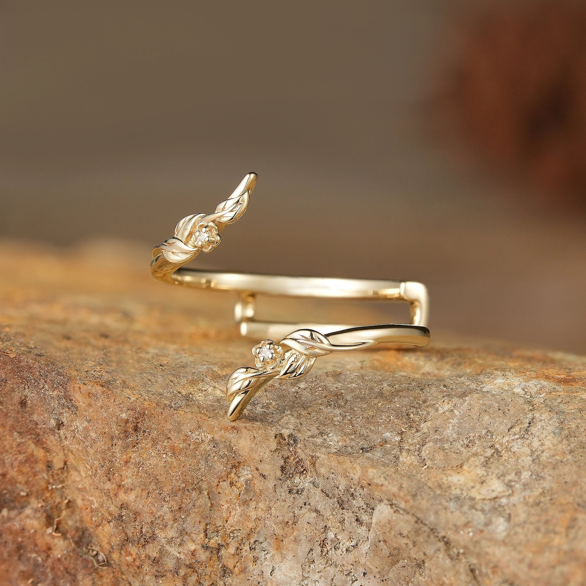 Nature Inspired Vine Floral Moissanite Enhancer Wedding Band - Chloe - GemsMagic