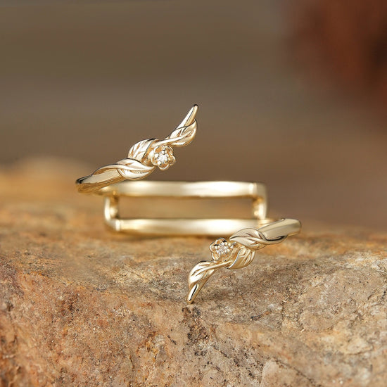 Nature Inspired Vine Floral Moissanite Enhancer Wedding Band - Chloe - GemsMagic