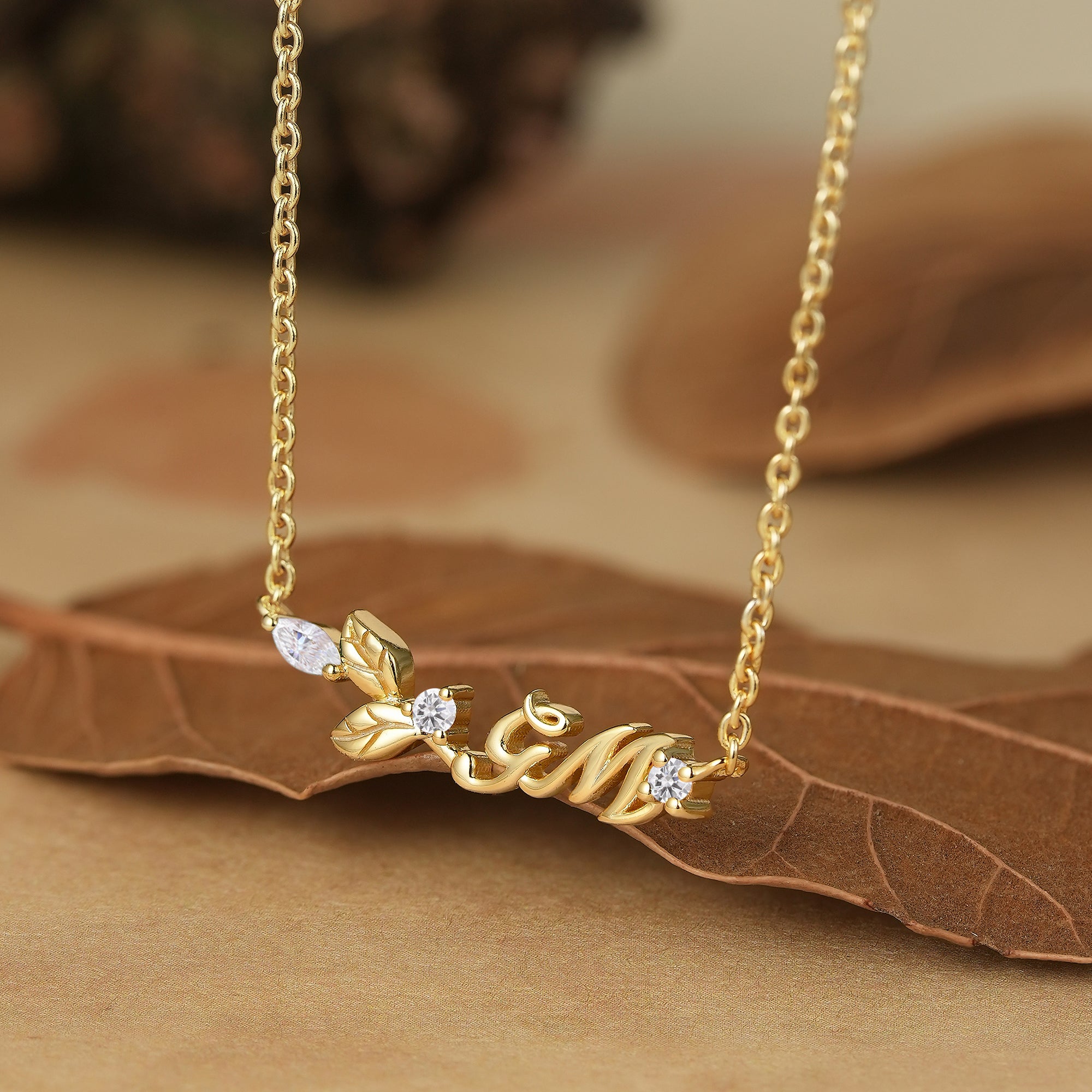 Nature’s Embrace: Custom Initial Necklace - GemsMagic