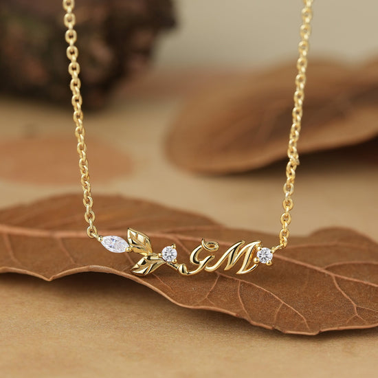 Nature’s Embrace: Custom Initial Necklace - GemsMagic