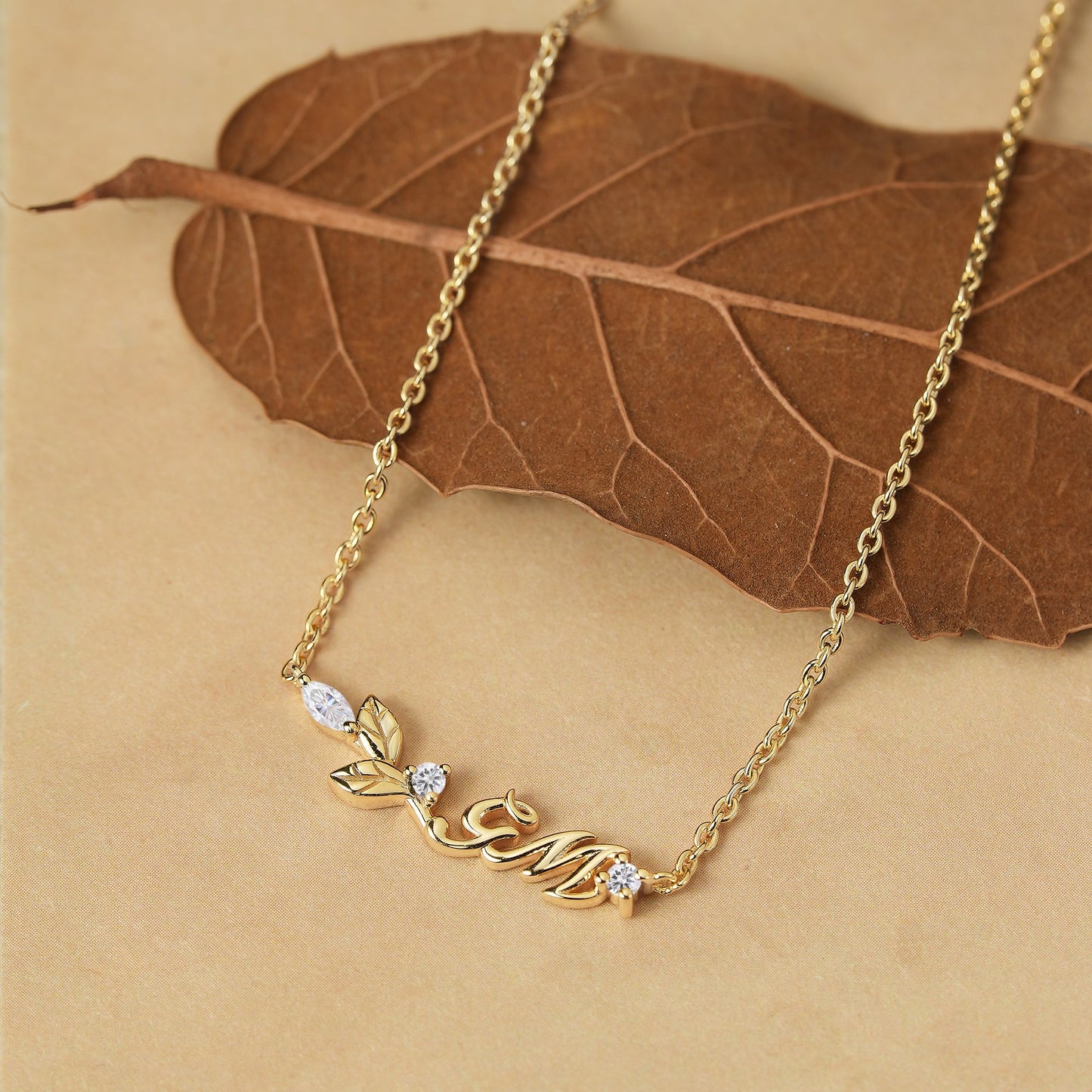 Nature’s Embrace: Custom Initial Necklace - GemsMagic