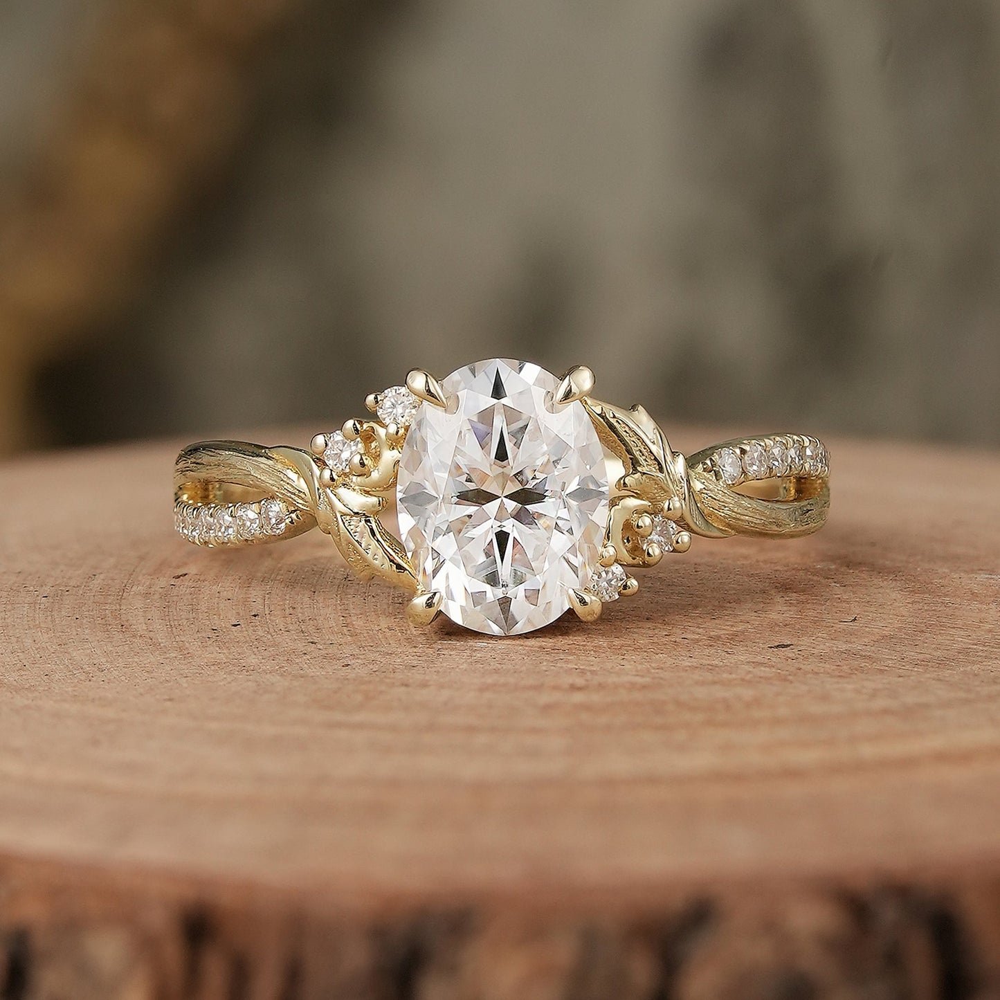 Oval Cut Moissanite Nature Inspired Engagement Ring - Noa - GemsMagic