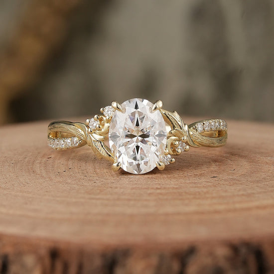 Oval Cut Moissanite Nature Inspired Engagement Ring - Noa - GemsMagic