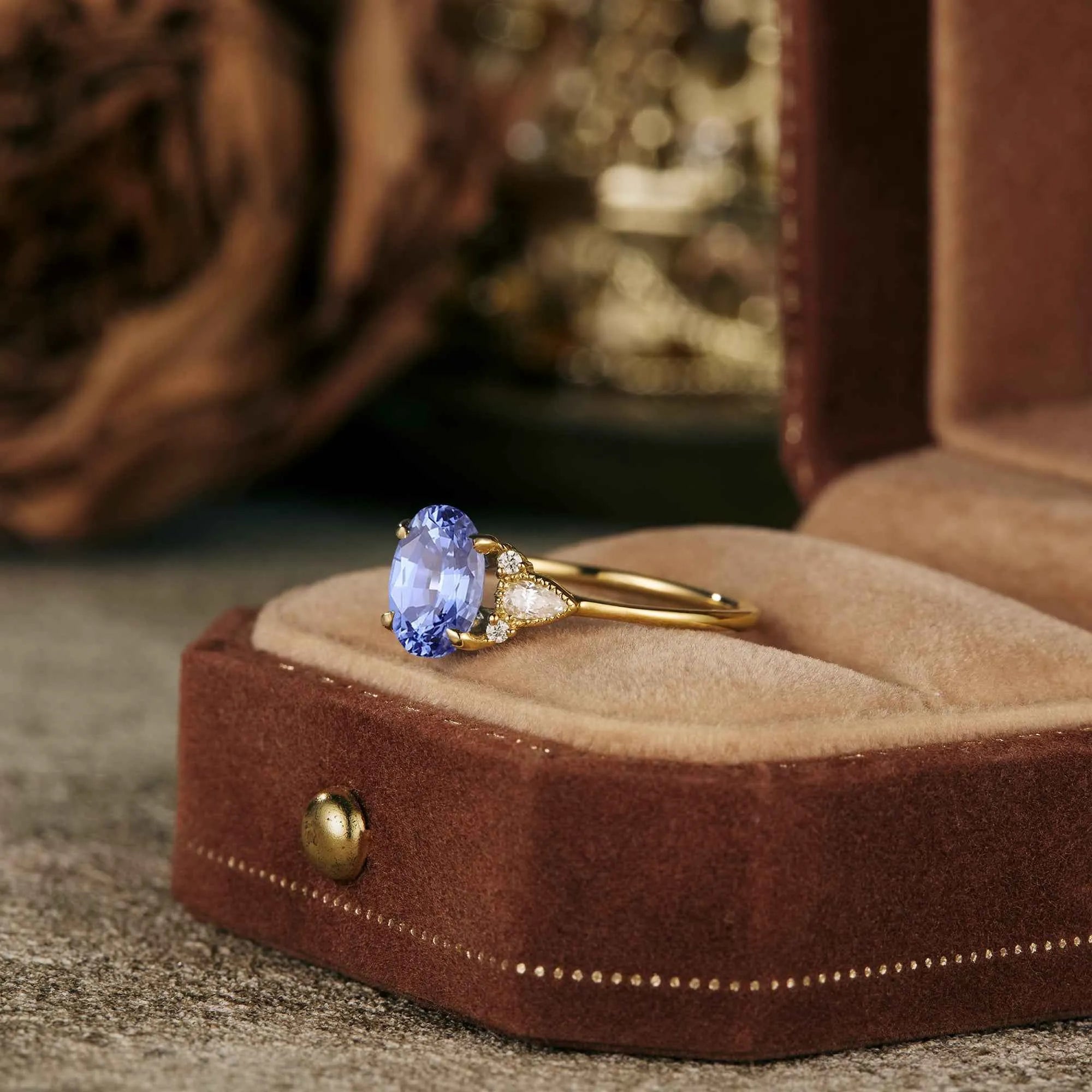 Oval Cut Sapphire Three - Stone Engagement Ring - GemsMagic - GemsMagic