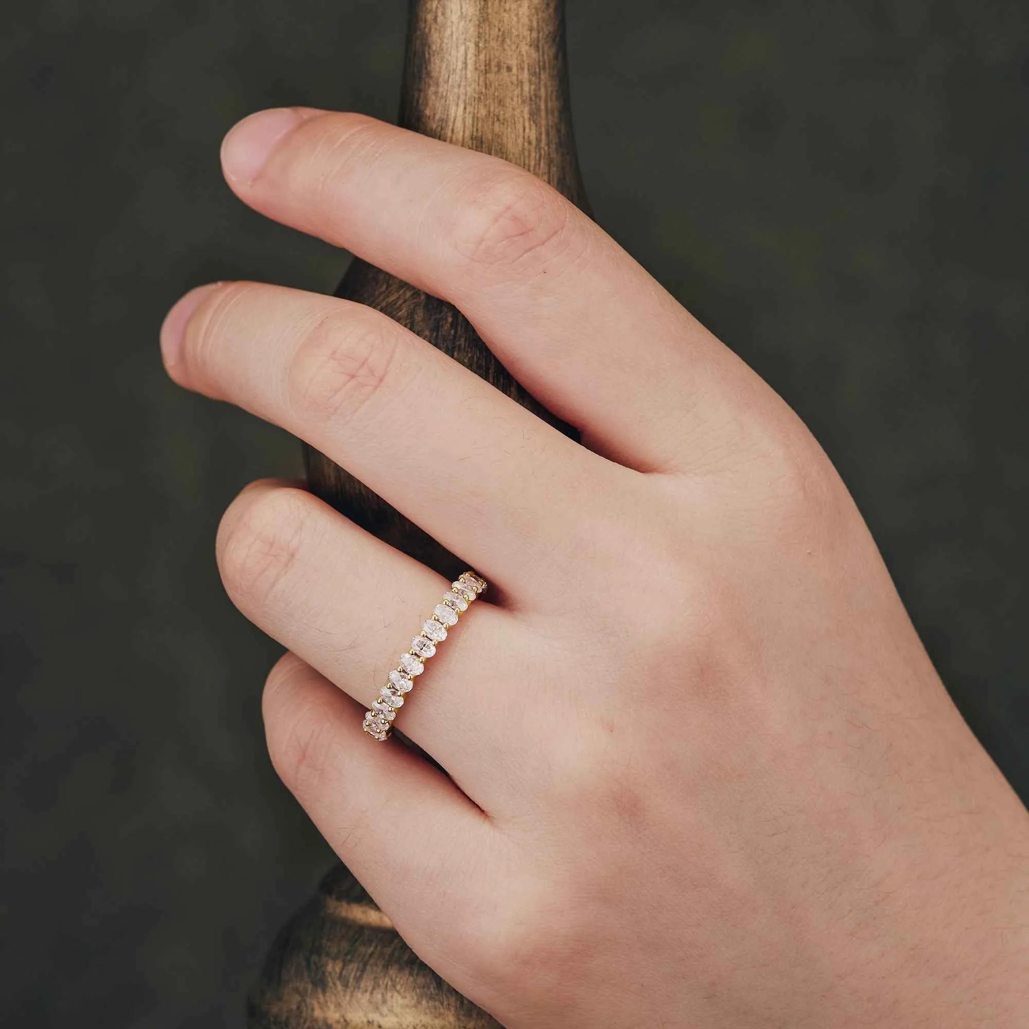 Oval Moissanite Eternity Wedding Band - GemsMagic - GemsMagic