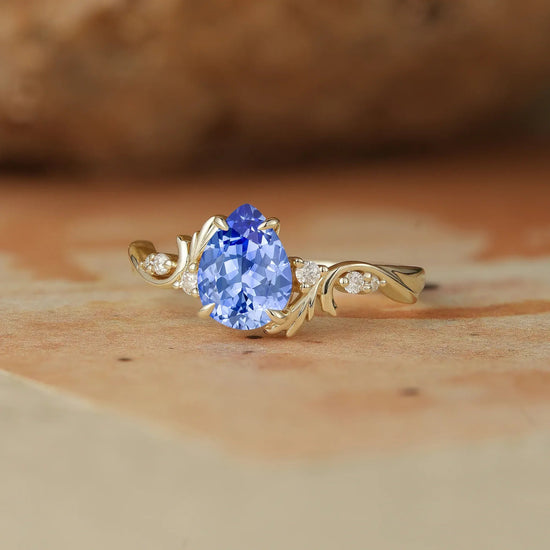 Pear Cut Cornflower Sapphire Engagement Ring - Cassiopeia - GemsMagic