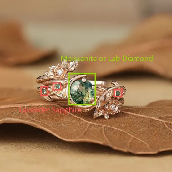 Custom Round-shaped Rose Enhancer Bridal Ring Set For Arturo