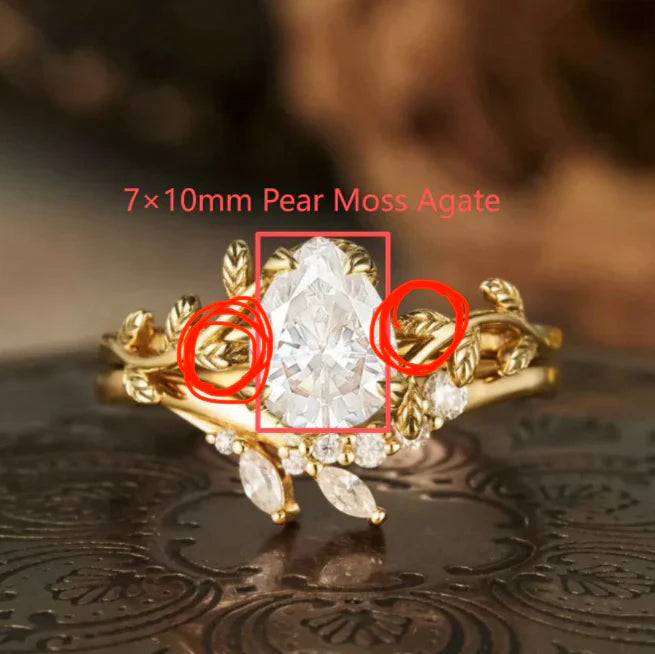 Custom Moss Agate Bridal Ring Set For Hannah Schuessler