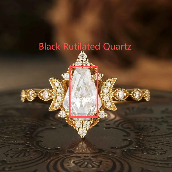 Custom Coffin Shaped Black Rutilated Quartz Cluster Engagement Ring For Randylm