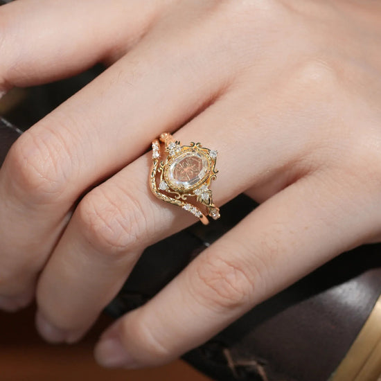 Portrait Cut Moissanite Ring Set 2pcs - Remy - GemsMagic - GemsMagic