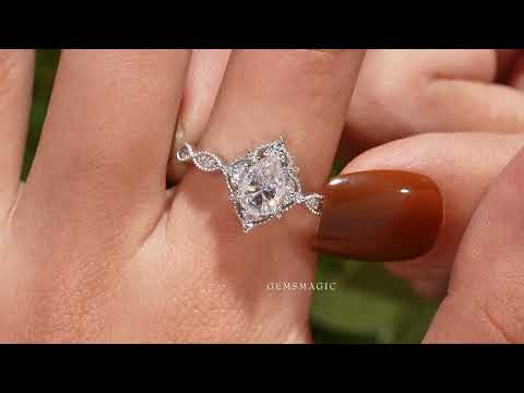 Load and play video in Gallery viewer, Vintage Pear Moissanite Engagement Ring - GemsMagic
