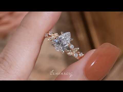 Lab Grown Diamond Leaf Engagement Ring - Caroline - GemsMagic