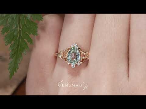 Three-Stone Lab Grown Green Sapphire Engagement Ring - Bliss