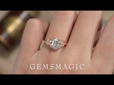 Load and play video in Gallery viewer, Crossed Leaf Moissanite Engagement Ring - GemsMagic
