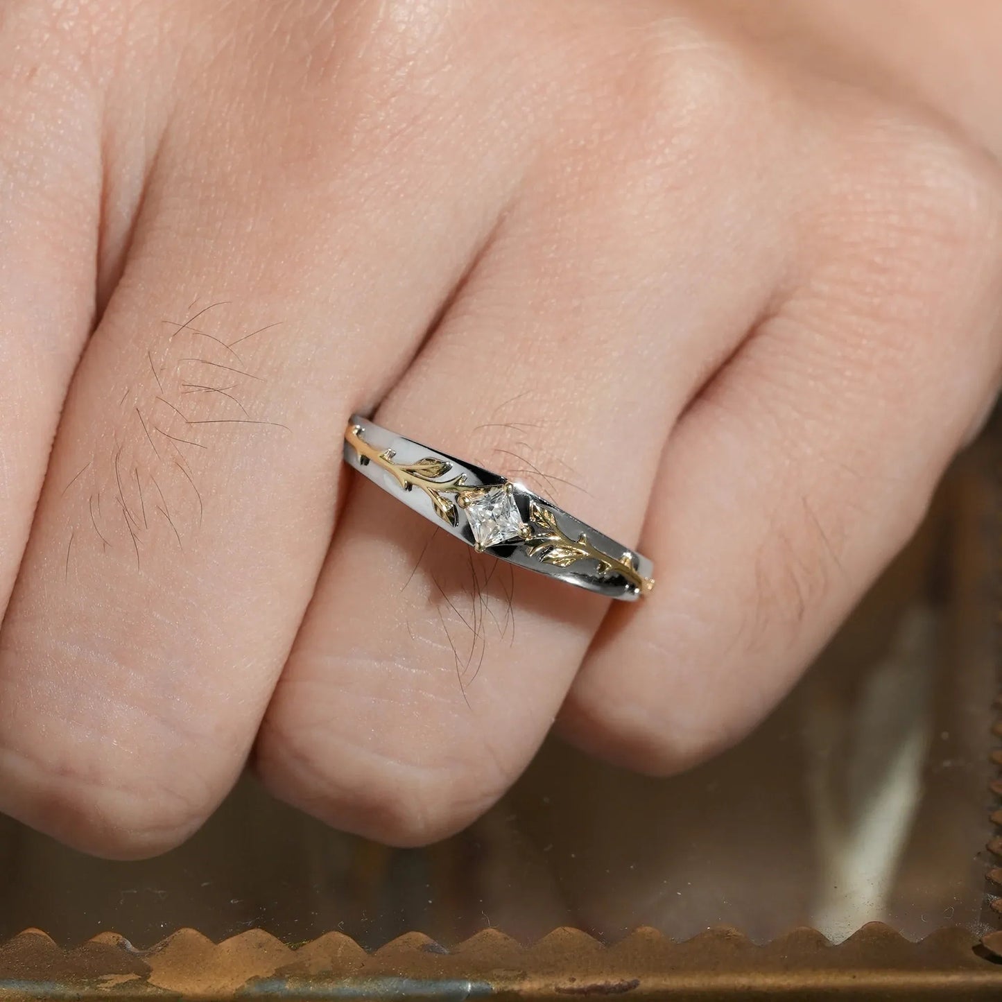 Princess Cut Moissanite Men's Ring - Victor - GemsMagic