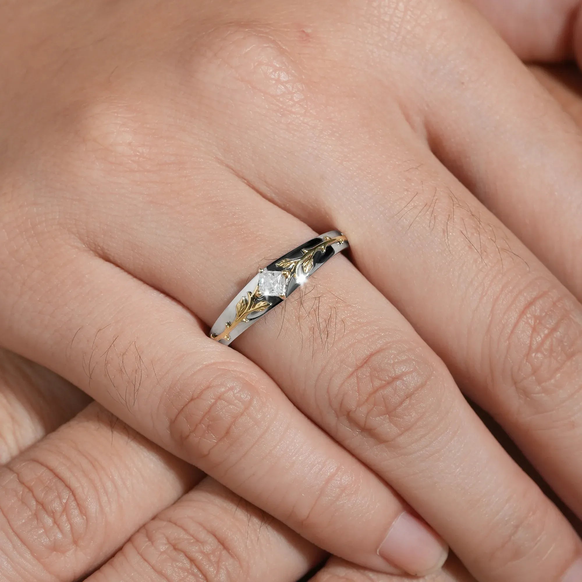 Princess Cut Moissanite Men's Ring - Victor - GemsMagic