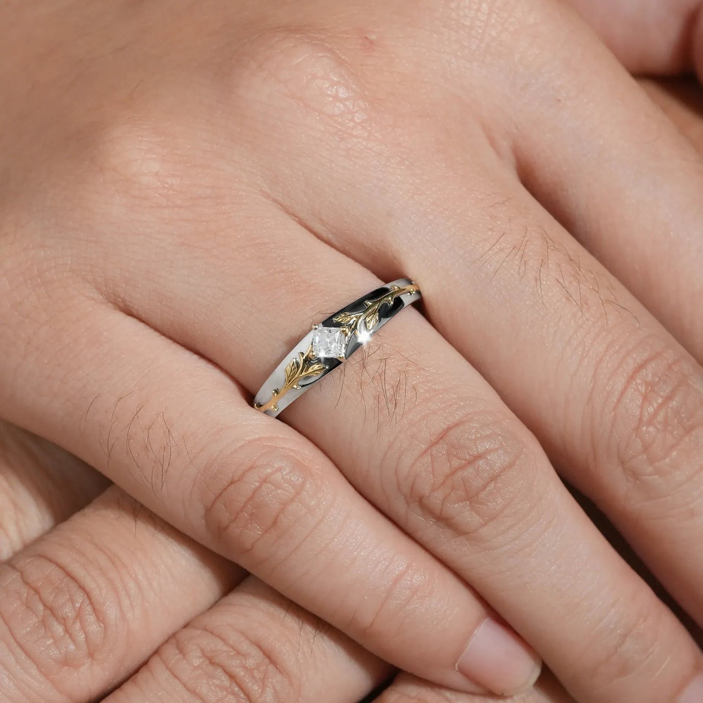 Princess Cut Moissanite Men's Ring - Victor - GemsMagic