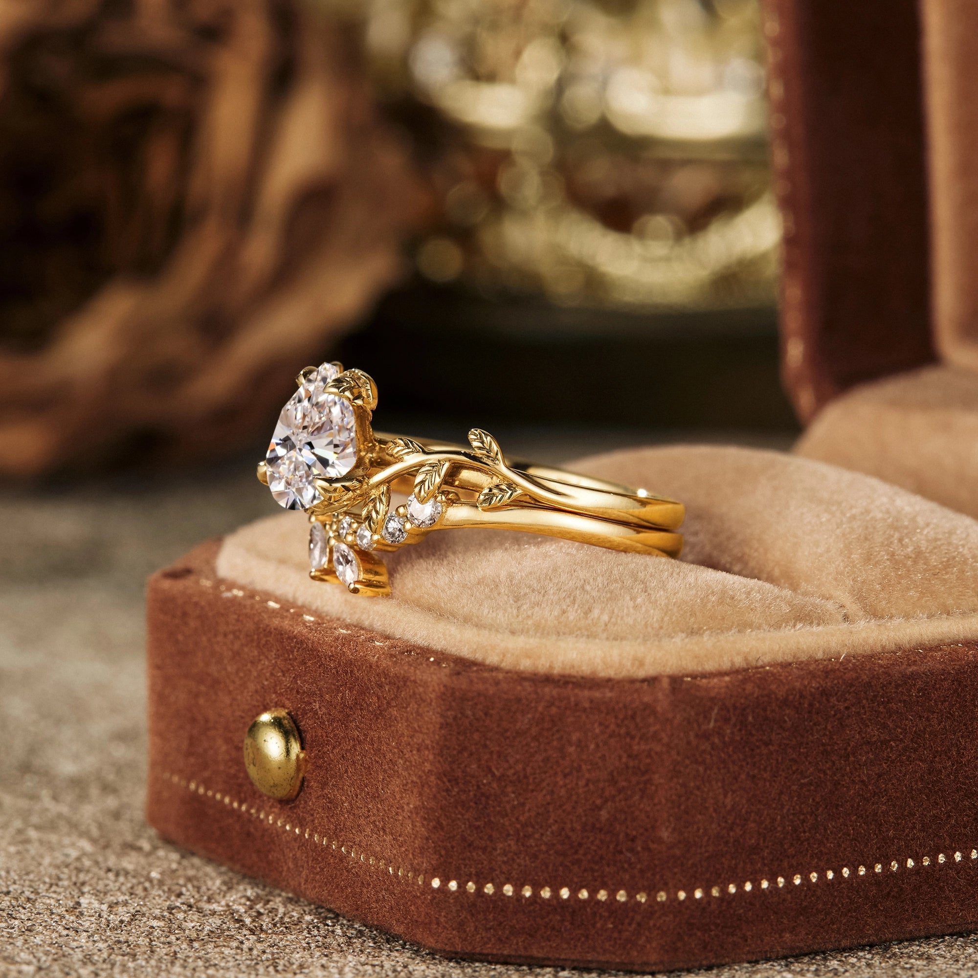 Promise Lab Grown Diamond Engagement Ring Set 2pcs - Hana - GemsMagic