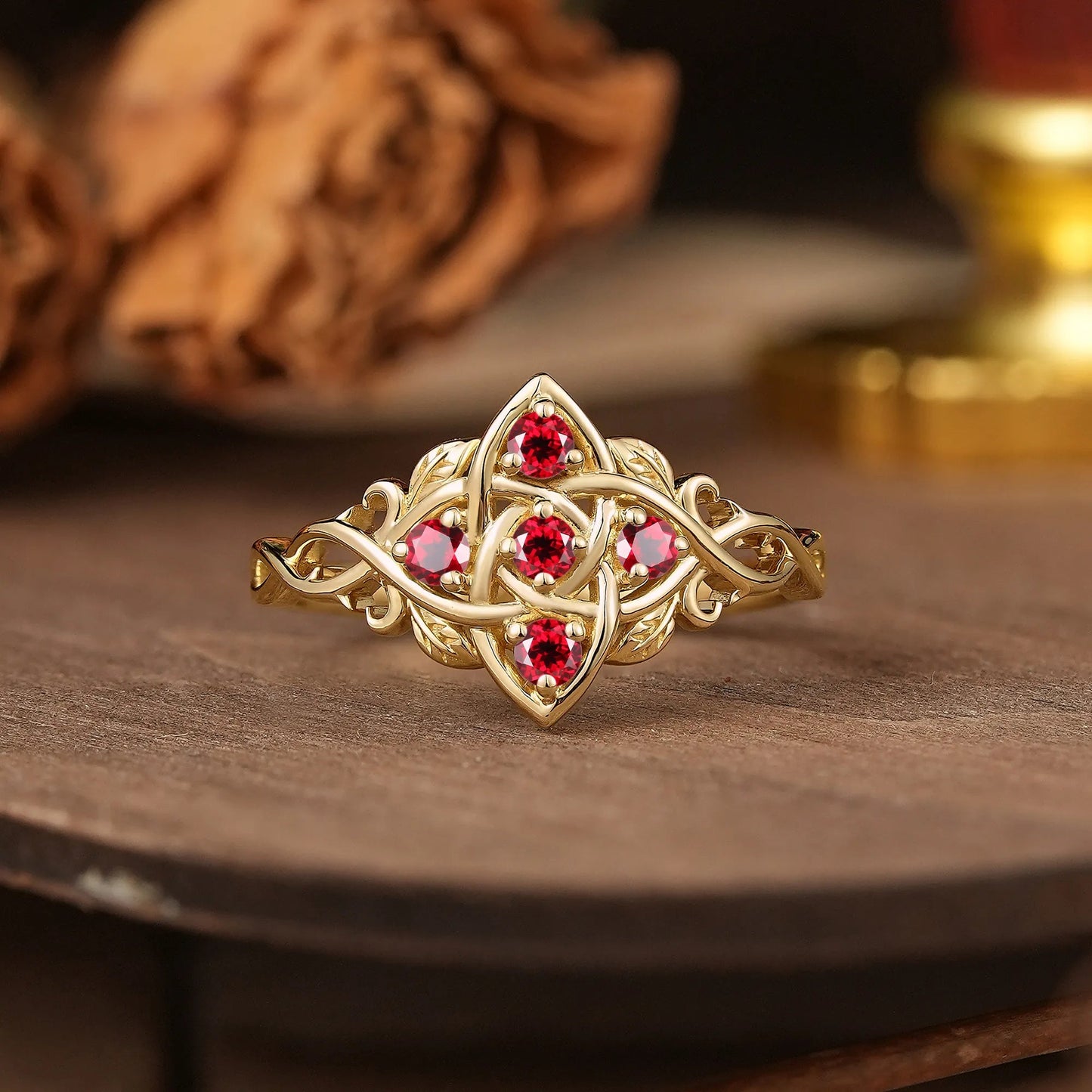 Round Cut Cornflower Sapphire Flower Inspired Twist Band Engagement Ring - GemsMagic