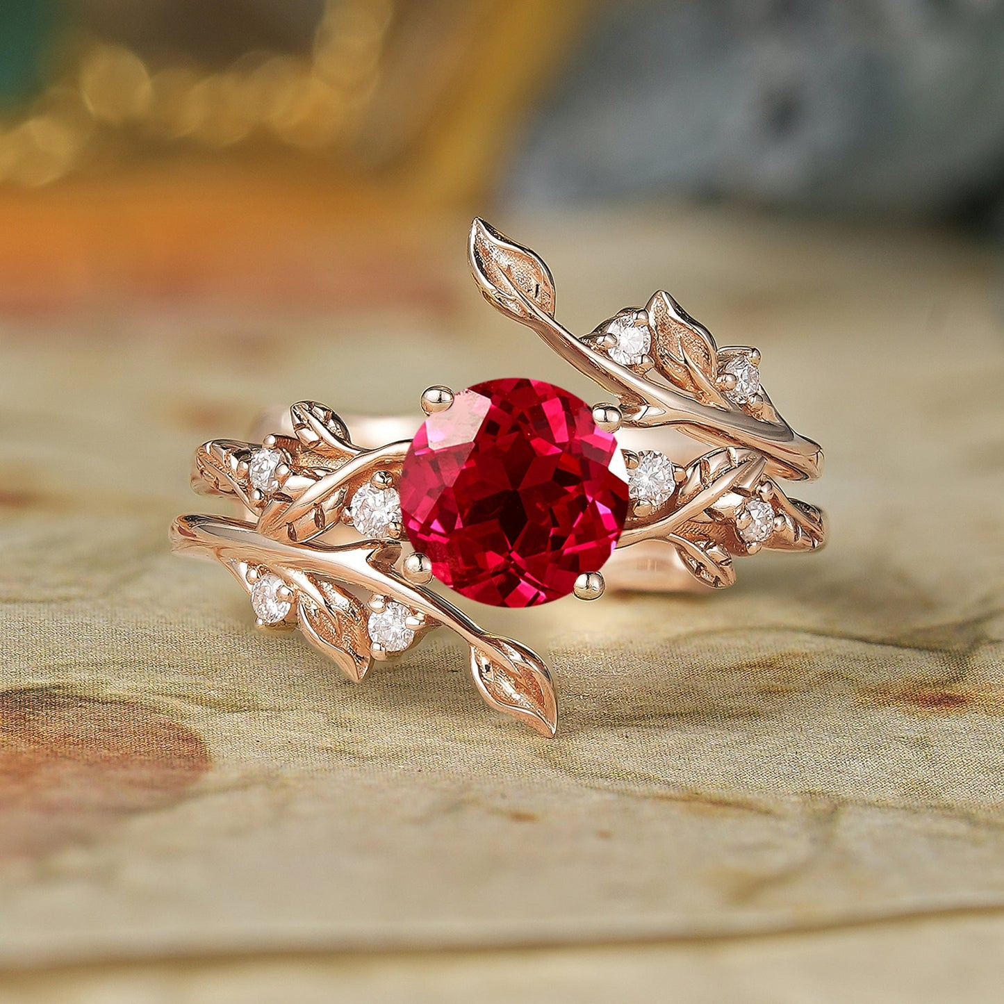Ruby Enhancer Ring Set - Ottilie - GemsMagic