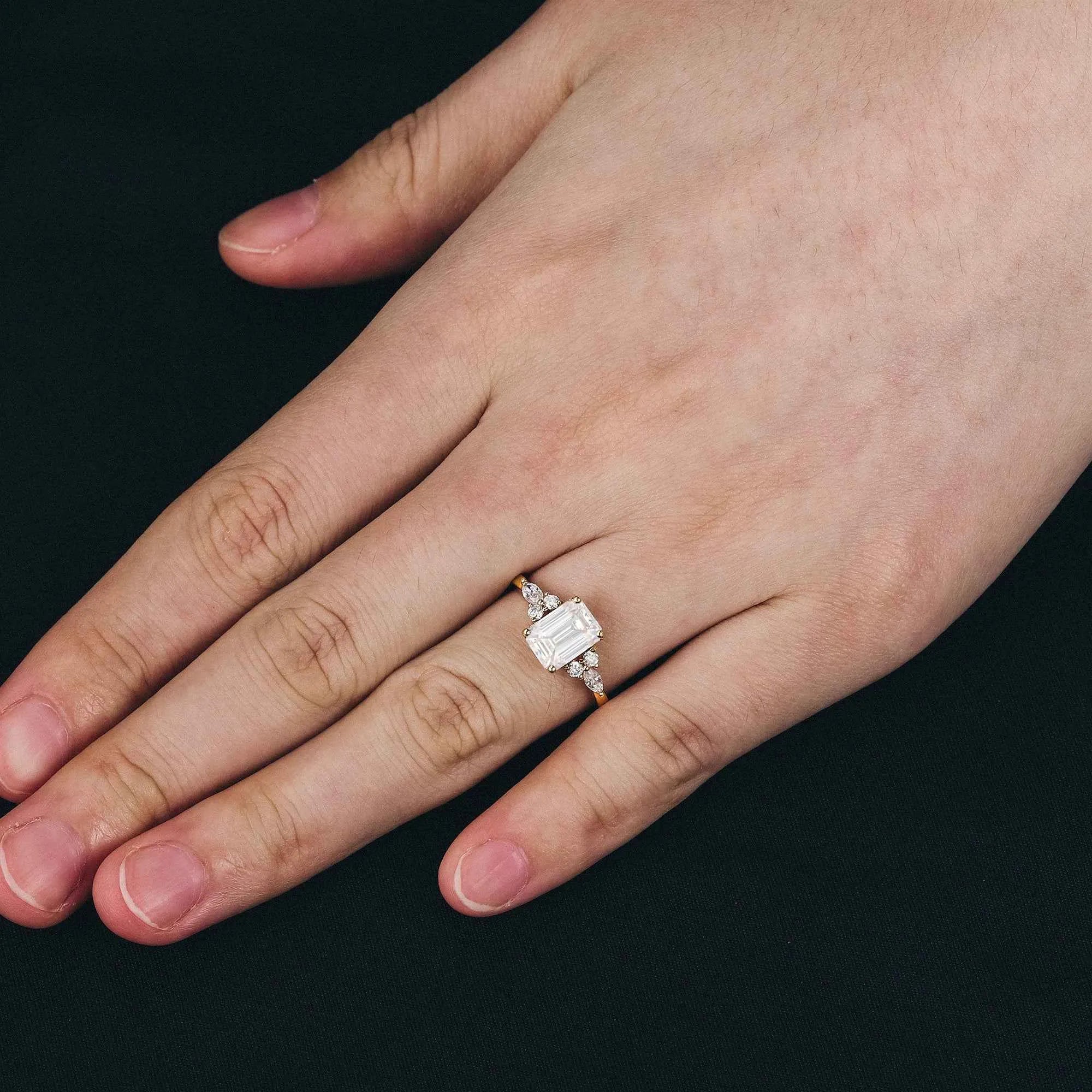 Simple and Versatile Emerald Cut Moissanite Ring - GemsMagic - GemsMagic
