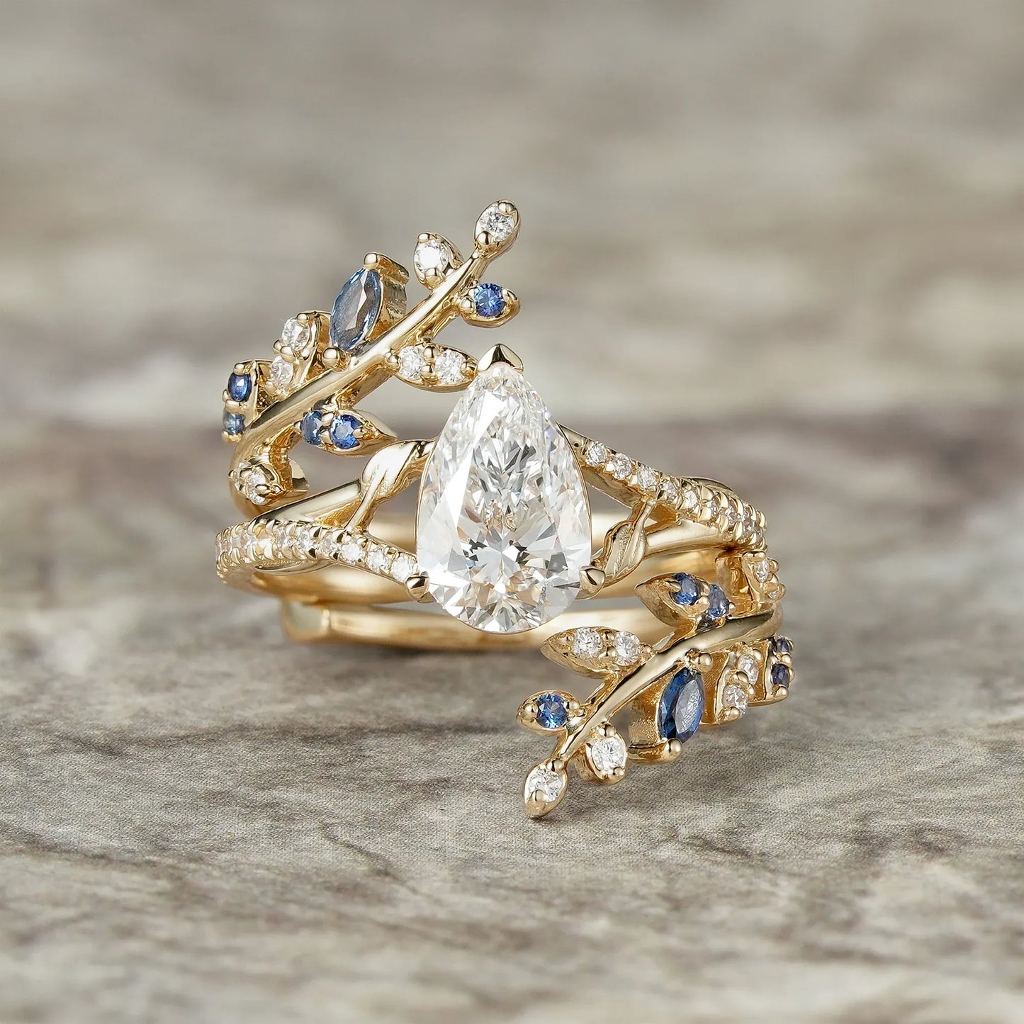 Lab Grown Diamond and Sapphire Ring Set