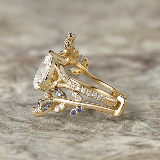 Lab Grown Diamond and Sapphire Ring Set