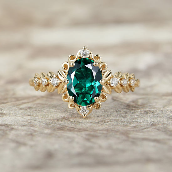 Oval Cut Emerald Engagement Ring