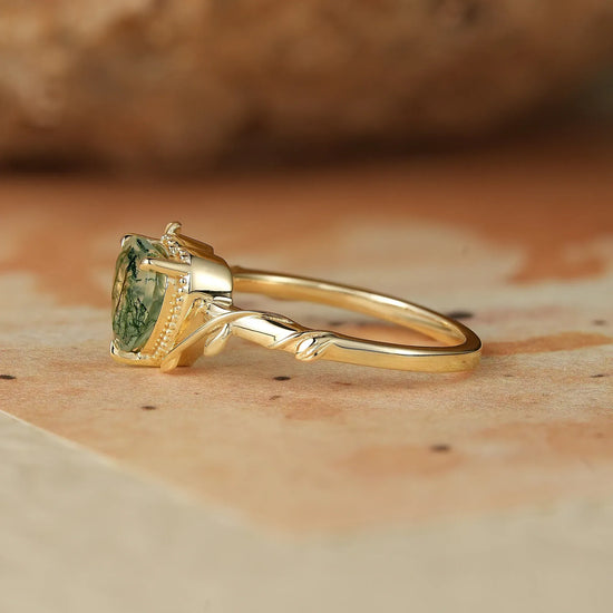 Heart Moss Agate Leaf Engagement 