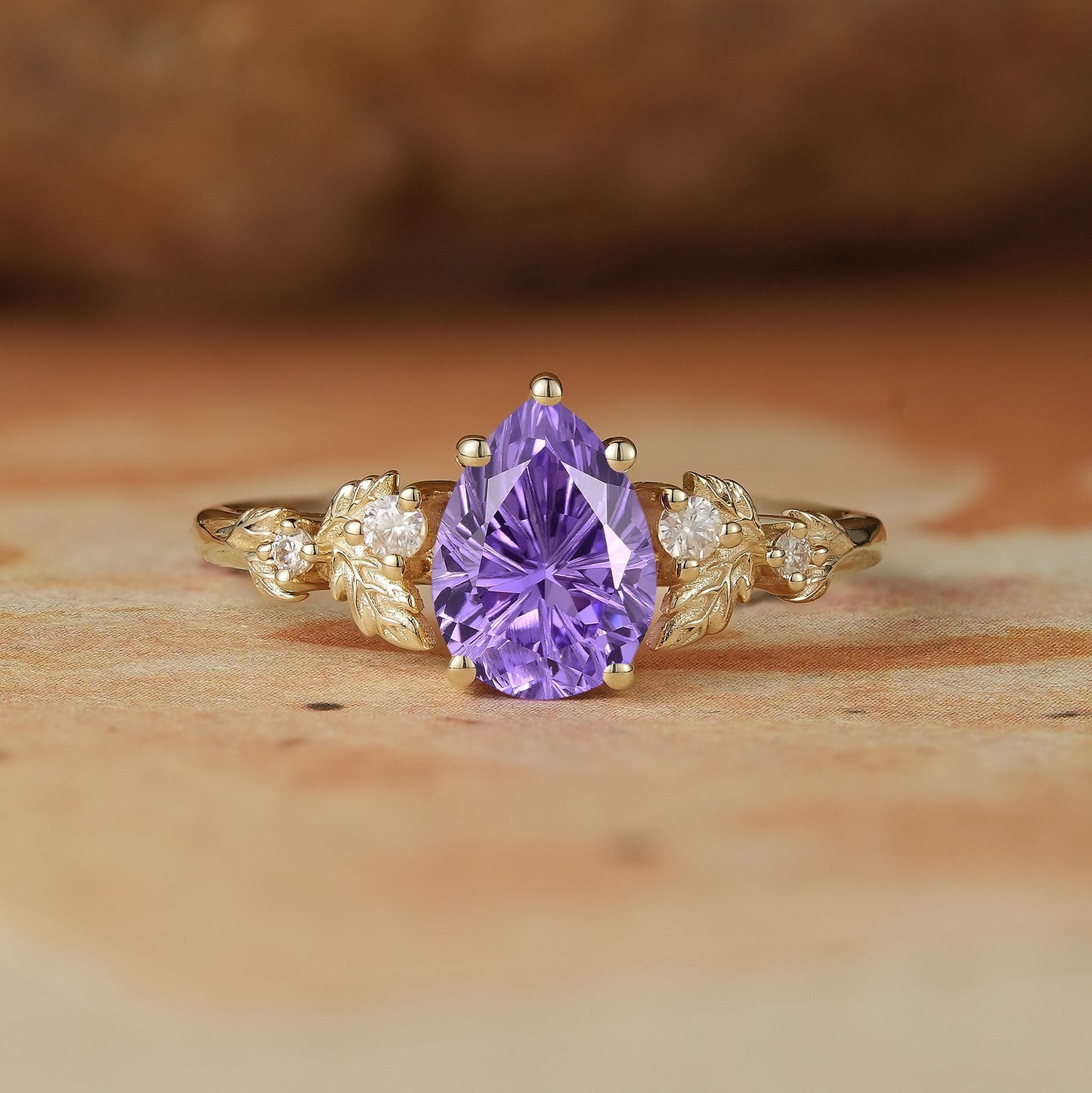 Sparkle Cut Purple Sapphire Engagement Ring