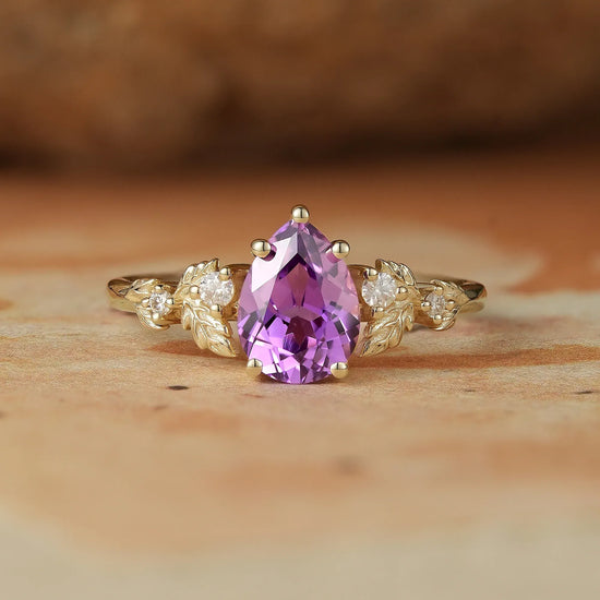 Pear Shaped Purple Sapphire Engagement Ring