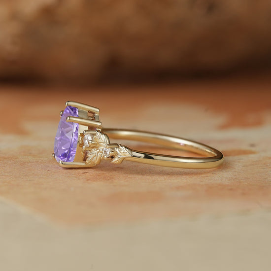 Sparkle Cut Purple Sapphire Engagement Ring