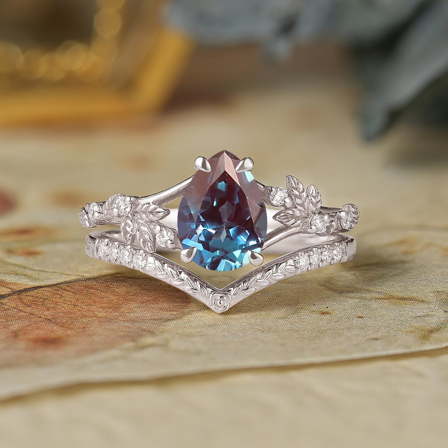 Alexandrite Engagement Ring Set
