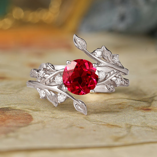 Ruby Enhancer Ring Set with 
Moissanite