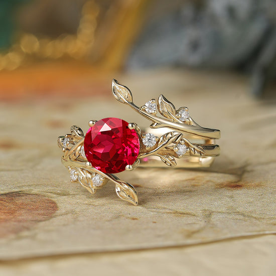 Ruby Enhancer Ring Set with 
Moissanite