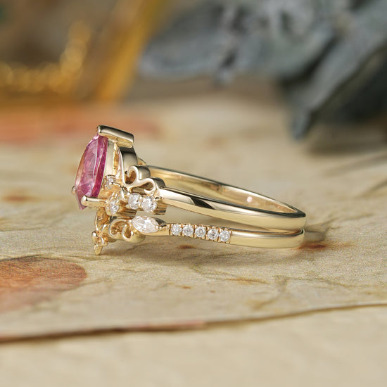 Padparadscha Sapphire Engagement Ring Set