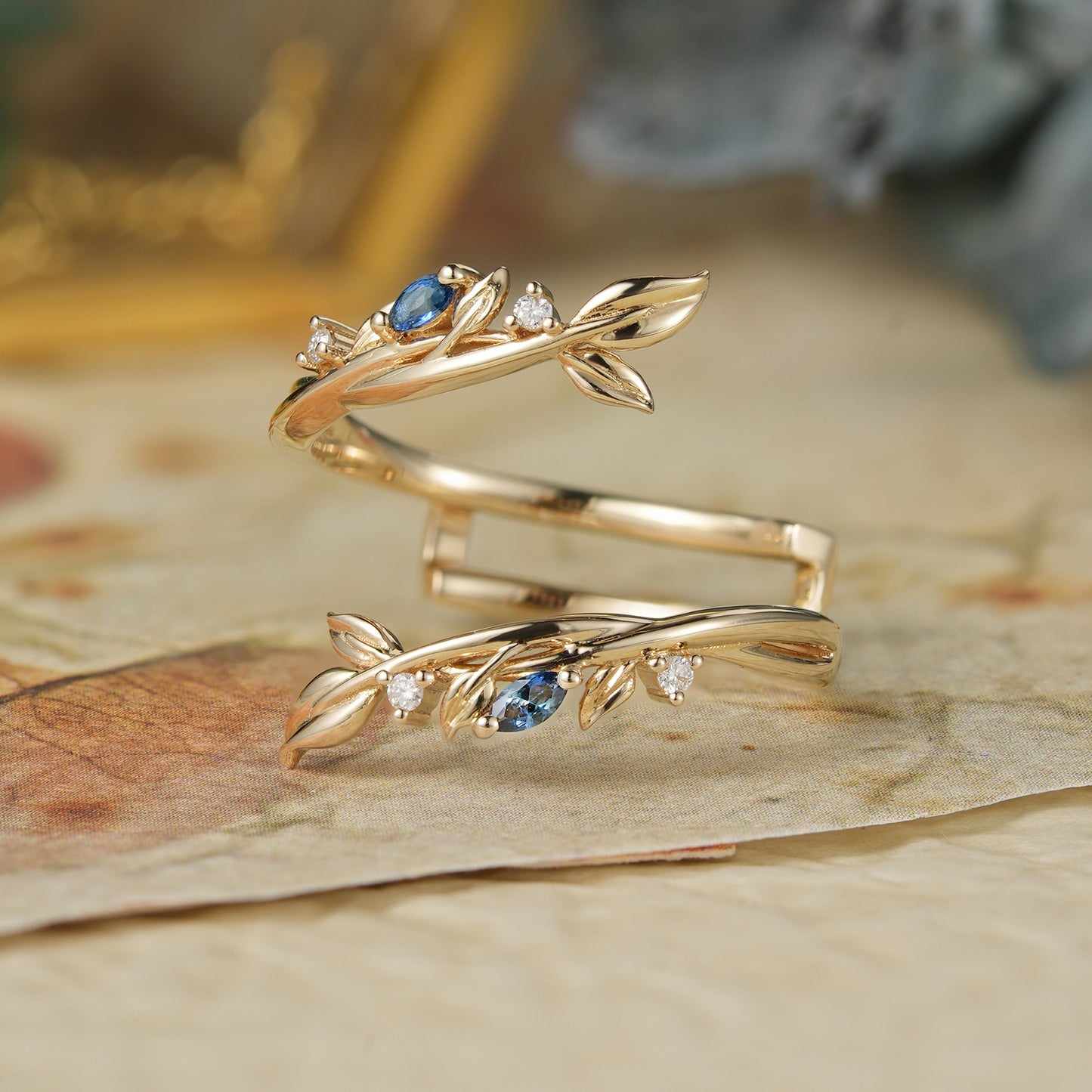 Sapphire and Moissanite Enhancer Wedding Band