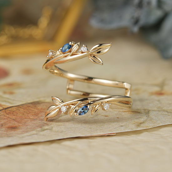 Sapphire and Moissanite Enhancer Wedding Band