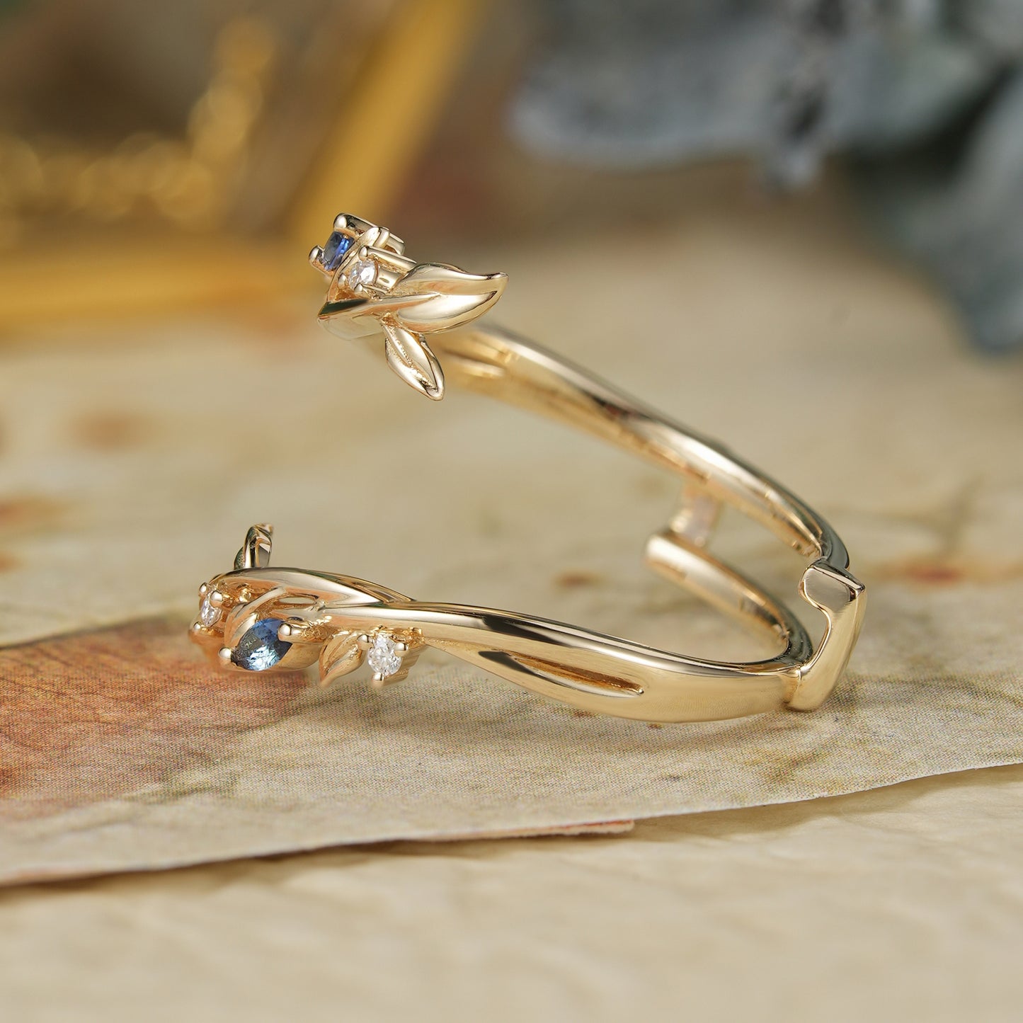 Sapphire and Moissanite Enhancer Wedding Band