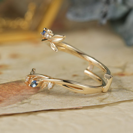 Sapphire and Moissanite Enhancer Wedding Band