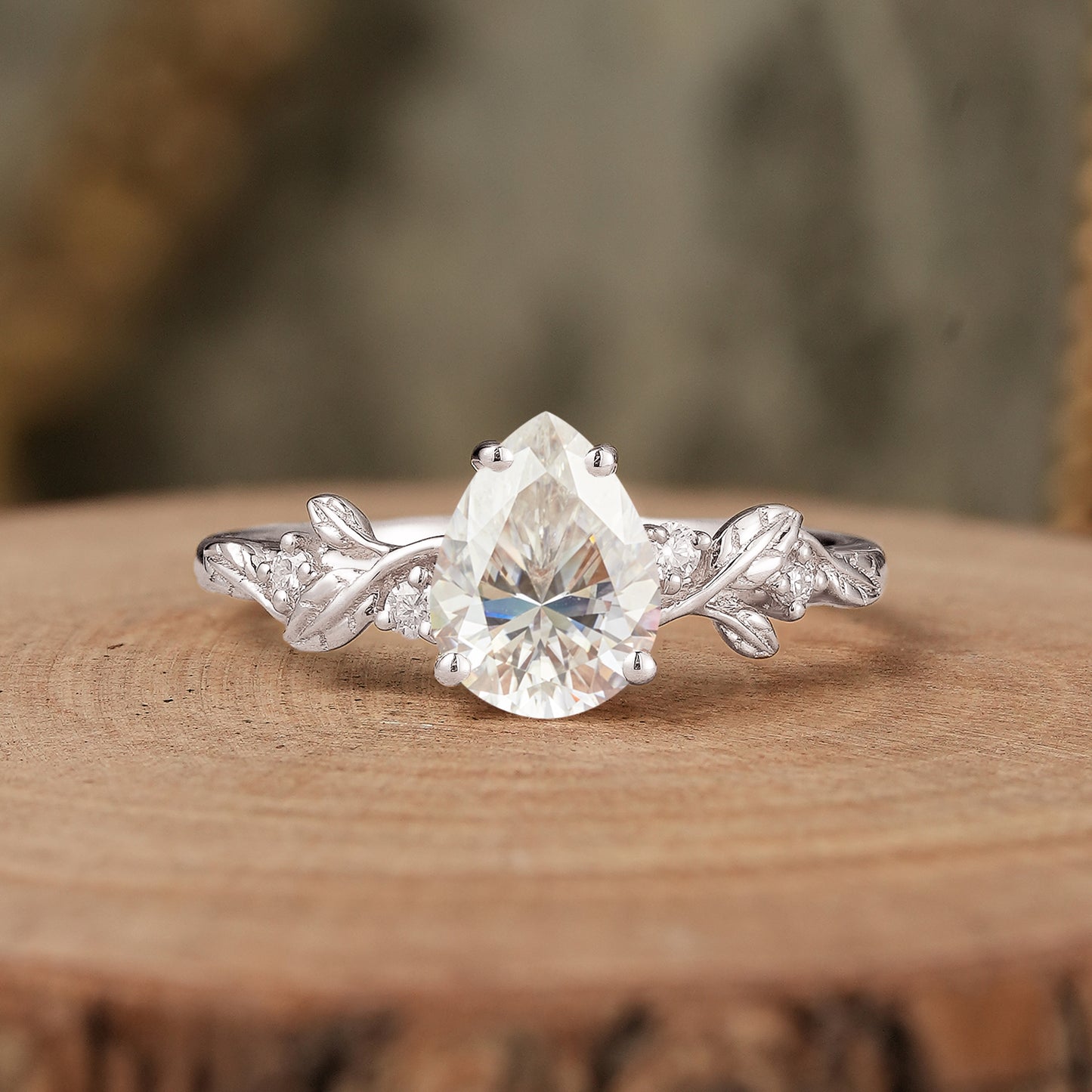 Pear-shaped Moissanite Engagement Ring