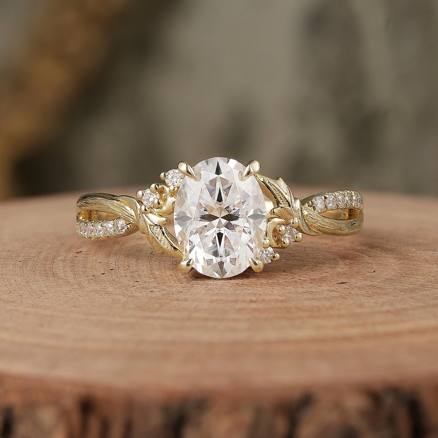 Oval Cut Moissanite Nature Inspired Engagement Ring-Noa