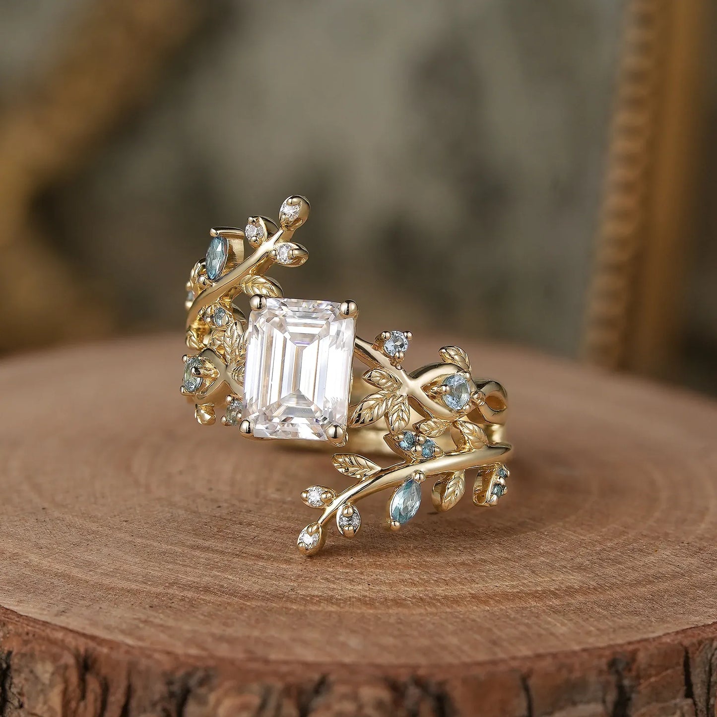 Moissanite Ring Set with Topaz