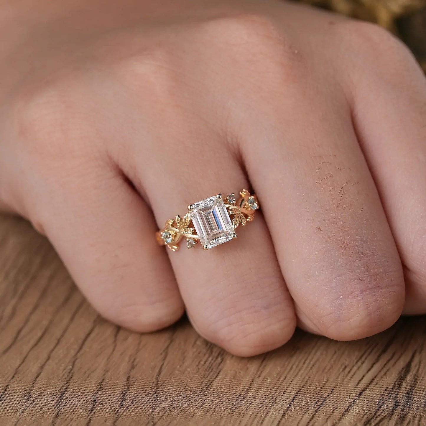 Moissanite Engagement Ring with Sky Blue Topaz