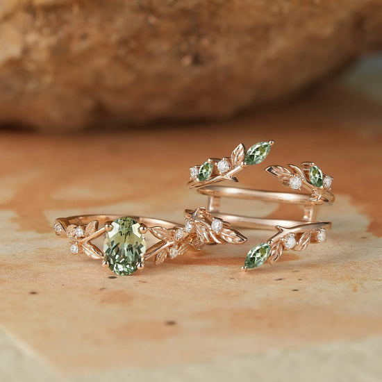 Green Sapphire Enhancer Ring Set