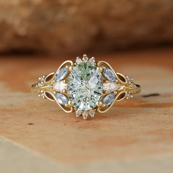 Sparkle Cut Green Sapphire Ring