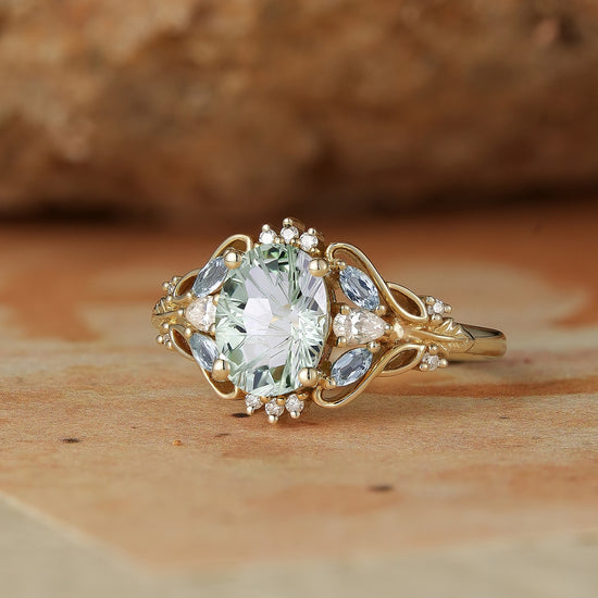 Sparkle Cut Green Sapphire Ring